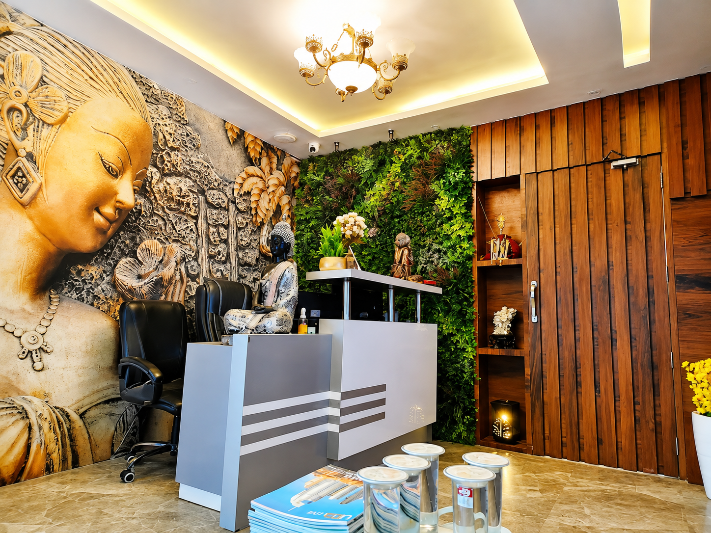 Reception area at Avalon Day Spa on Madhya Marg